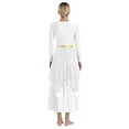 thumbnail image 5 of Yeahdor Praise Dance Dress for Women Liturgical Dancewear Sleeveless Irregular Hem Cross Worship Tunic White M, 5 of 7