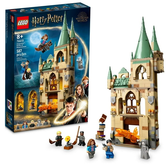 LEGO Harry Potter Hogwarts: Room of Requirement Building Set 76413 - Featuring Harry, Hermione, and Ron Minifigures, Wands, and Transforming Fire Serpent, Deathly Hallows Movie Inspired Castle Toy, Includes 587 Pieces, Ages 8+