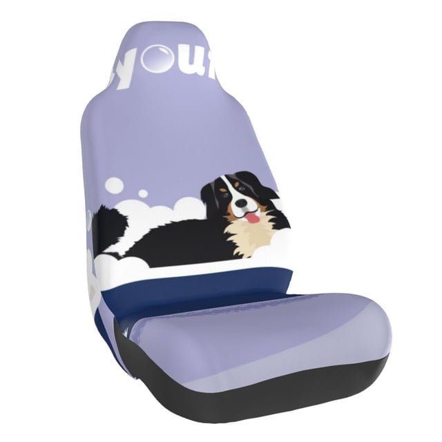 Wukai Bernese Mountain Dog Sitting Bath Tub Full Set Car Seat Covers with Soft Padding Universal Auto Front Seats Protector and Cushion Mat