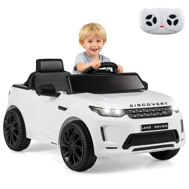 Costway Licensed Land Rover Kids Ride on Car with Remote Control, LED Lights, Music, Horn White