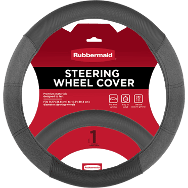 Rubbermaid 1-Piece Heavy Duty Car Steering Wheel Cover - Universal Fit, Black, 25SWC50