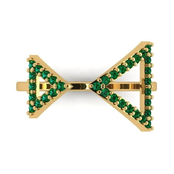 Statement Engagement Ring for Women - 0.2475ct Simulated Emerald in 14K Yellow Gold Promise Ring