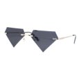 thumbnail image 2 of Kids Size Fun Bling Diamond Lens Rimless Party Shade Sunglasses Gold - Black, 2 of 4
