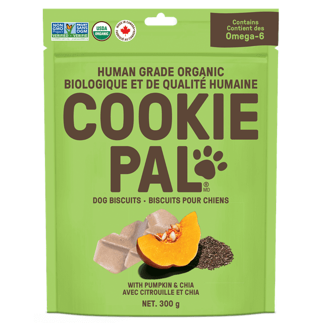 COOKIE PAL Pumpkin & Chia Biscuits Human Grade and Organic Dog Treats 300g