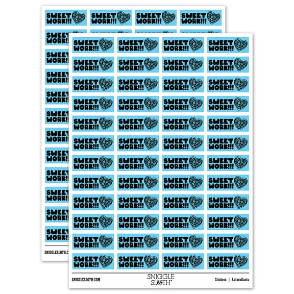 Sweet Work Candy Teacher Student School Sticker Set - Light Blue - Gloss Finish - 1.25" Mini