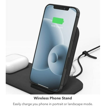 mophie - Wireless Charging Stand+ 3-In-1 - Black