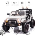 thumbnail image 5 of White 2-Seater 12V Battery Kids Ride On Car Truck Electric Toys 3 Speeds Gifts w/Music,LED,Cover,Remote Control, 5 of 18