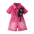 thumbnail image 1 of Conjunto de 3 piezas de boina con pantalones cortos de manga larga y tiras para niños, pantalones cortos con cuentas y flores grandes, top de poliéster para niña, 1 of 5