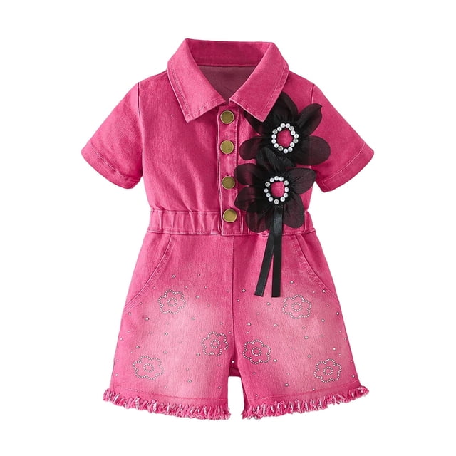 Conjunto de 3 piezas de boina con pantalones cortos de manga larga y tiras para niños, pantalones cortos con cuentas y flores grandes, top de poliéster para niña