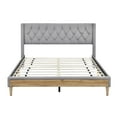 thumbnail image 5 of Upholstered Platform Bed with Rubber Wood Legs,No Box Spring Needed, Linen Fabric,Queen Size-Gray, 5 of 9