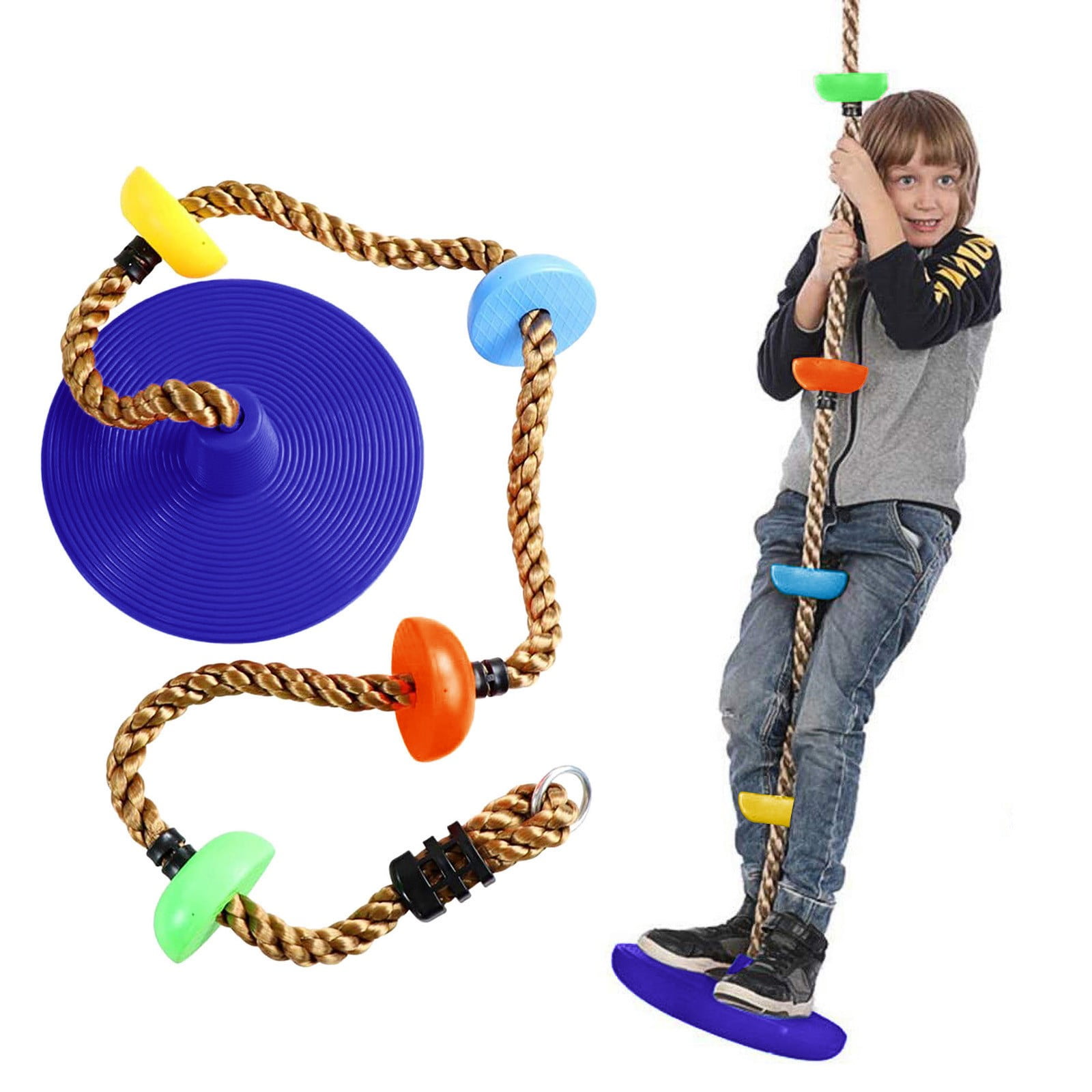 6.5ft ideal for tree climbingframes Kids Climbing Rope with Disc Swing Seat 2m 