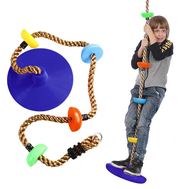 Riforla 12'' Climbing Rope with Platform & Disc Tree Swing Seat Set Fun for Kids Outdoor Purple