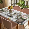 thumbnail image 3 of Grey Plaid Groundhog Table Cloths for 4 Foot Rectangle Tables, Spring Floral Butterfly Botanical Patio Waterproof Elastic Fitted Tablecloths, Washable Rectangular Table Cover for Camping, 3 of 8