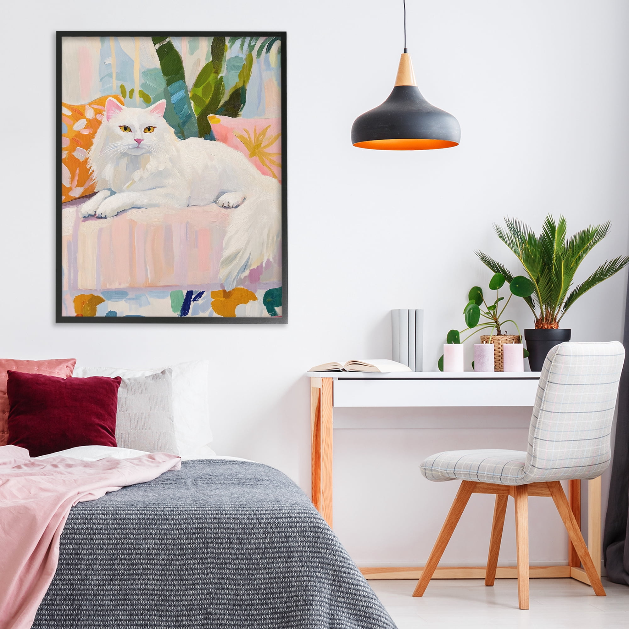 Stupell Industries Fancy Cat on Pastel Sofa Black Framed Giclee Art, design by The Prints Vibe