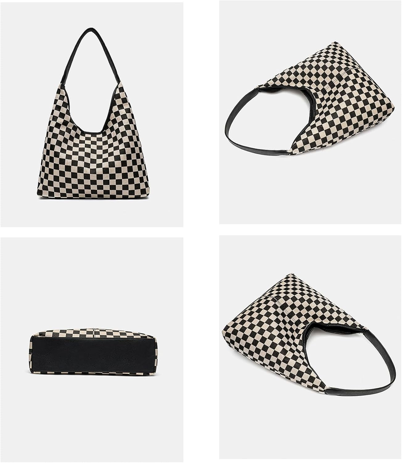 Sdmnsg-T Slouchy Shoulder Bag Checkered Y2K Hobo Tote Bag for Women Vintage Checkerboard Large Capacity Crossbody Purse Casual Retro For Mom,Women