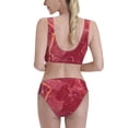 thumbnail image 3 of Vsdgher Womens High Waisted Bikini Sets Two Piece Swimsuit Abstract Red Marble Print Tummy Control Bathing Suit-X-Large, 3 of 8