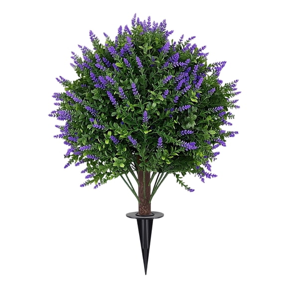 Artificial Outdoor Ball Topiary Stake UV Resistant Faux Floral Sphere For Spring & Summer Garden Decor Patio Landscaping And Porch Decoration,Purple