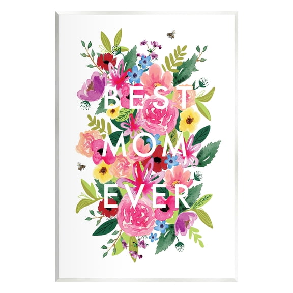 Stupell Industries Floral Best Mom Ever Botanical & Floral Painting Unframed Art Print Wall Art, 10 x 15