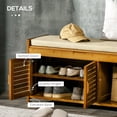 thumbnail image 6 of HOMCOM Shoe Bench with Storage Cabinets, Bamboo Entryway Bench with Seating Cushion, 3 Doors and Hidden Compartment for Hallway, Brown, 6 of 9