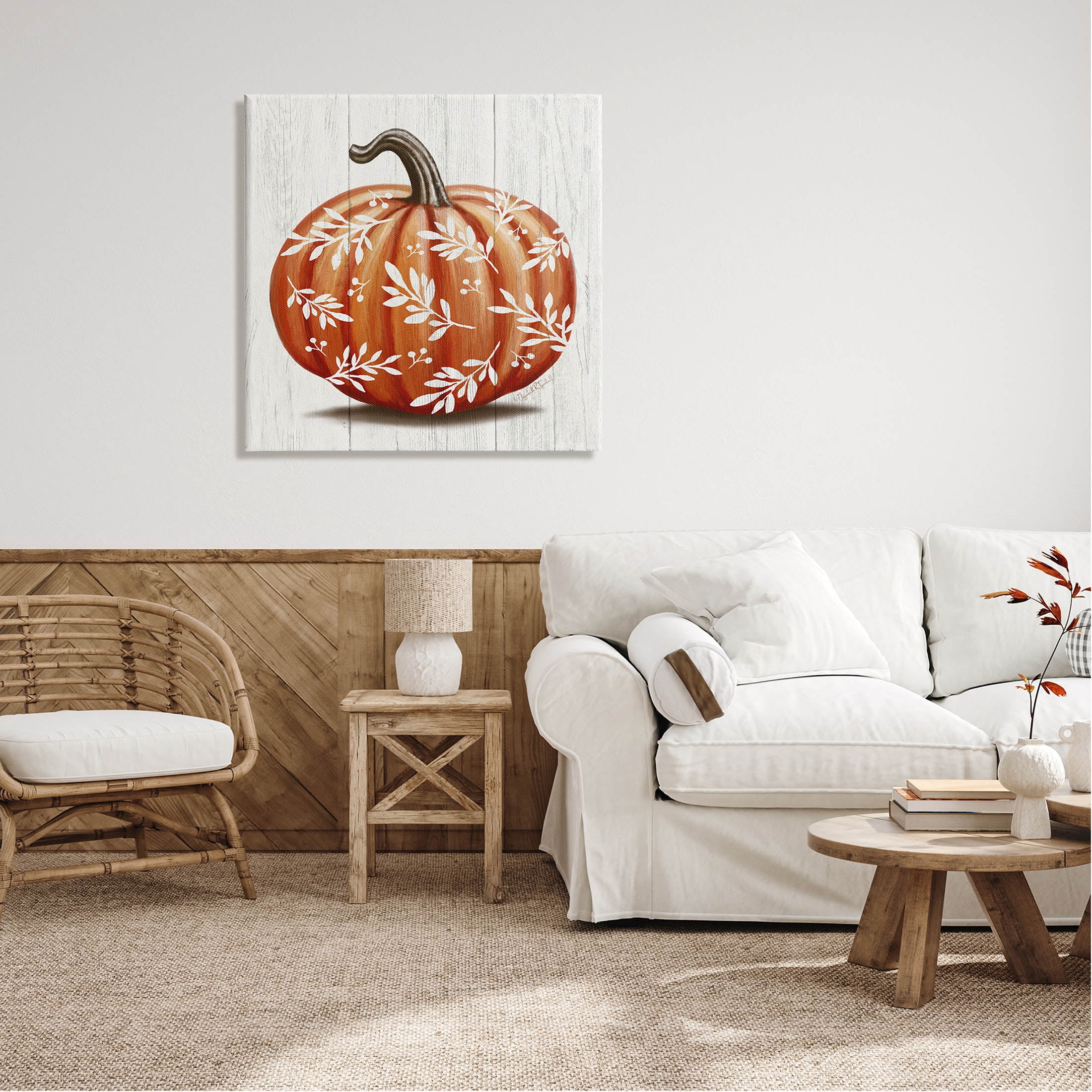 Stupell Industries Orange Fall Botanical Pumpkin Graphic Art Gallery Wrapped Canvas Print Wall Art, Design by Elizabeth Tyndall