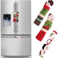 thumbnail image 1 of Juego de 3 fundas navideñas para manijas de nevera, cubiertas para manijas de puerta de nevera de muñeco de nieve de Papá Noel, cubiertas para manijas de electrodomésticos de cocina, 1 of 5