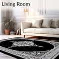 thumbnail image 2 of ODIKA 6'x9' Machine Washable Non-Slip Area Rug, Medallion Framed Tapestry with Intricate Central Motif Design High Traffic Rug with Pad, Black, 525366, 2 of 8