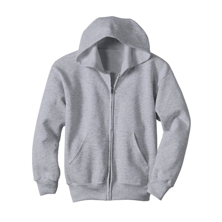 Hanes EcoSmart Kids' Full-Zip Hooded Jacket Light Steel XS