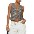 thumbnail image 2 of Aojekbee Women's Striped Print Tank Tops Sleeveless V Neck Tie-up Front Tops Summer Shirts, 2 of 10