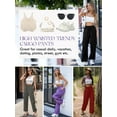 thumbnail image 6 of Chiclily Women Wide Leg Pants Lightweight Quick Dry Cargo Sweatpants with 4 Pockets, Khaki L, 6 of 7