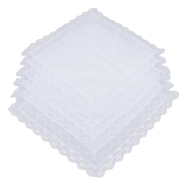 2x 5 Piezas de Pañuelos Blancos para Mujer, Pañuelos , Pañuelos , BLESIY Pañuelo de encaje de algodón blanco
