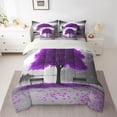 thumbnail image 2 of jejeloiu Purple Tree Artwor Bedding Comforter Set 7 Pieces,Rustic Mountain River Full Bedding Set,Romantic Theme Fitted Sheet Flat Sheet For Adults,Luxury Bedroom Decor Reversible, 2 of 8