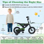 Costway 12 Kids Bike Motocross Style with Removable Training Wheels Dual Brake System for Ages 3-4 Years Black