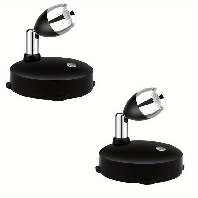 2 Pack Mini Projecteur Sans Fil Intérieur, Lumières d'Accent à Piles, Lumière de Rondelle, Minuterie RGB Ou Lumière du Jour Dimmable, avec Télécommande à Coller Partout Mur Couloir, pour Afficher Peinture Artistique