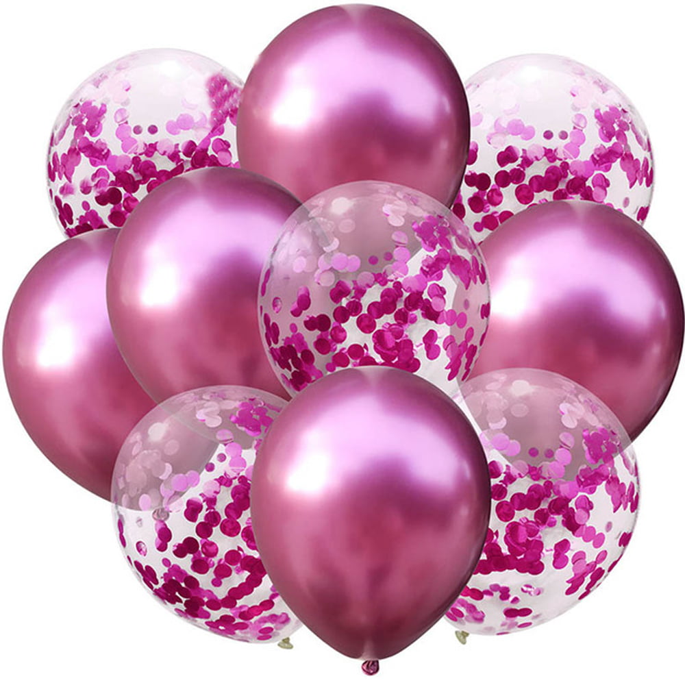 10pcs/set Confetti Balloon and Metallic Balloons Mixed Amazing Shinning