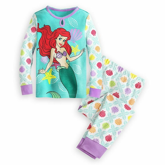 Disney Store Princess Ariel 2PC Long Sleeve Tight Fit Pajama Set Girl Size 5