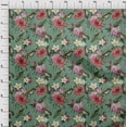 thumbnail image 3 of oneOone Viscose Jersey Dusty Teal Green Fabric Floral & Leaves Tropical Quilting Supplies Print Sewing Fabric By The Yard 60 Inch Wide, 3 of 5
