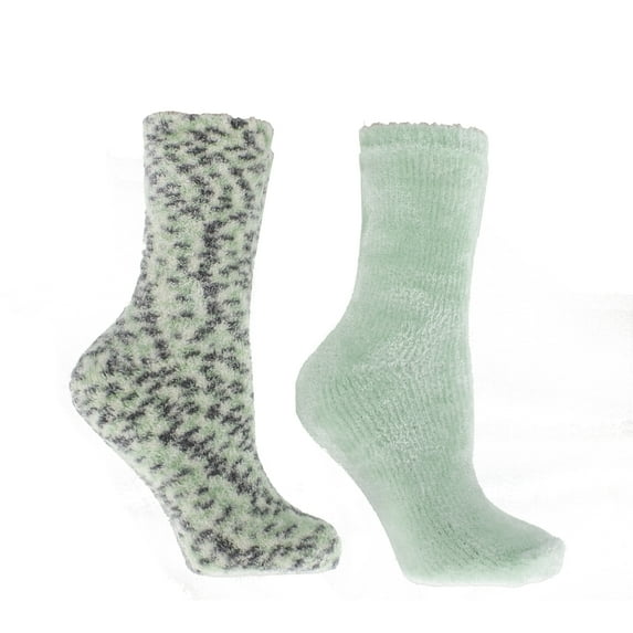 2 Pair Pack Velvet Slipper Socks, Rose and Shea Butter Infused, Marled Aqua