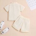 thumbnail image 4 of TOWED22 Boy Boy Girls Toddler Summer Outfit Striped T-shirt Toddler Boy Summer Clothes 6 12 18 Months 2 3 4 5 T Short Set(Beige,4-5 Years), 4 of 9