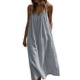 thumbnail image 4 of JIAYUE Women's Backless Dress Summer Casual Sleeveless Solid Color Spaghetti Strap Crew Neck Dresses Loose Fit Lightweight Home Everyday Comfortable Soft Wear, 4 of 9