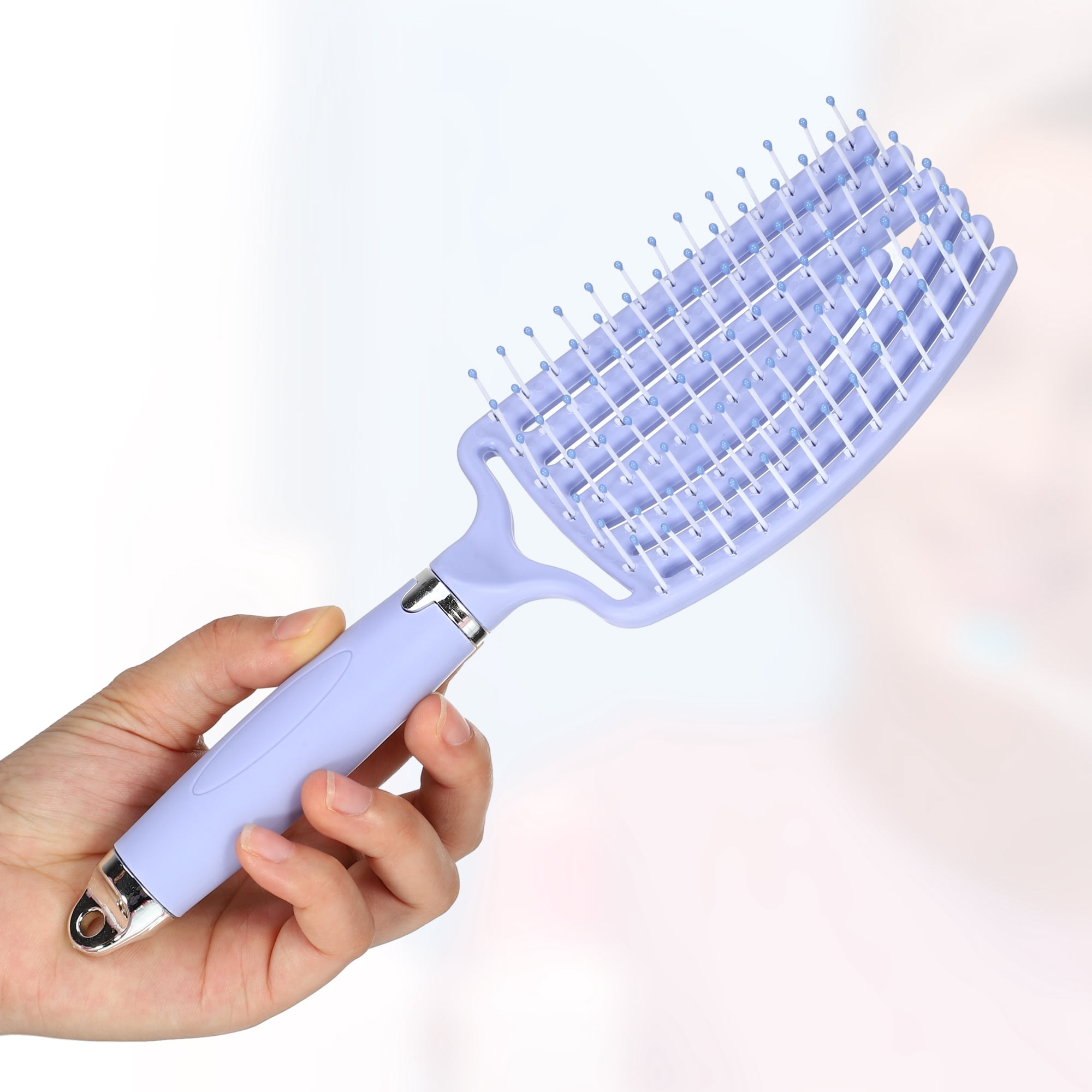 Unique Bargains 1Pc Durable Hollow Hair Brush for Curly Straight Thin Dry Wet Hair Purple