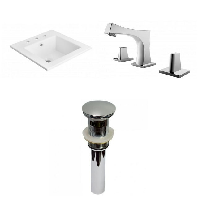 American Imaginations 21-in. W 3H8-in. Ceramic Top Set In White Color - Overflow Drain Incl. AI-29686