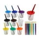 thumbnail image 1 of Vasos de pintura, recipientes para pintar a prueba de derrames con tapas de colores, vasos de agua para pintar con 20 pinceles para principiantes,, 1 of 8