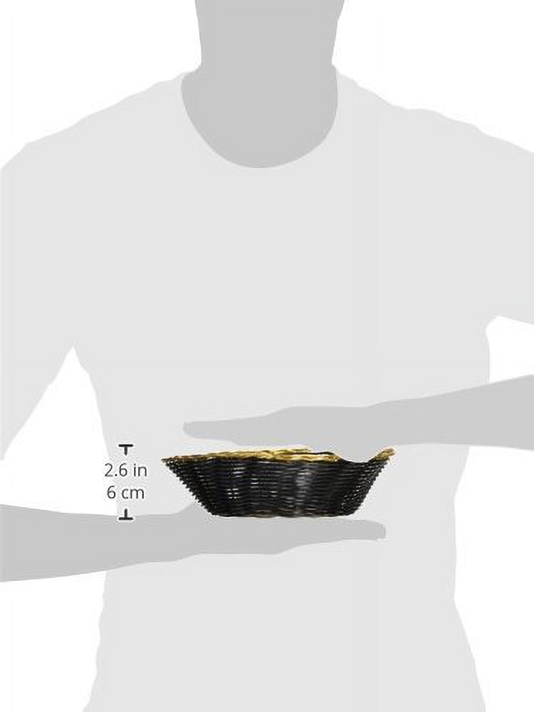 Winco PWBK-8R Round Woven Basket, 8.5-Inch by 2.25-Inch, Black with Gold Trim, 12-Pack