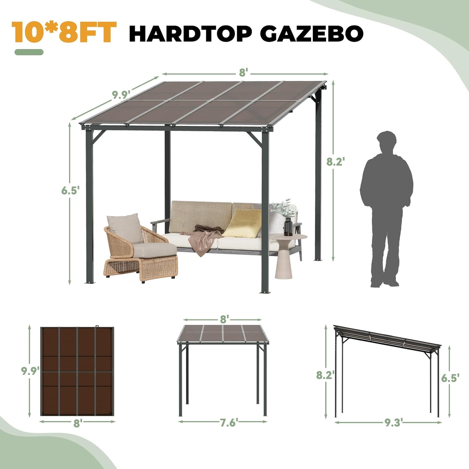 10x14 Hardtop Patio Gazebo, Outdoor Pergola with Roof for Backyard, Decks, Garden