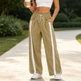 thumbnail image 5 of Fengactive Womens Side Stripe Pants with Pockets Drawstring Waist Wide Leg Baggy Color Block Long Pants, 5 of 6