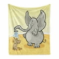 thumbnail image 1 of Animal Soft Flannel Fleece Throw Blanket, Funny Bathing Mouse Trunk in the Desert Cartoon Animal Print Kids, Cozy Plush for Indoor and Outdoor Use, 60" x 80", Grey Yellow Cream, by Ambesonne, 1 of 6