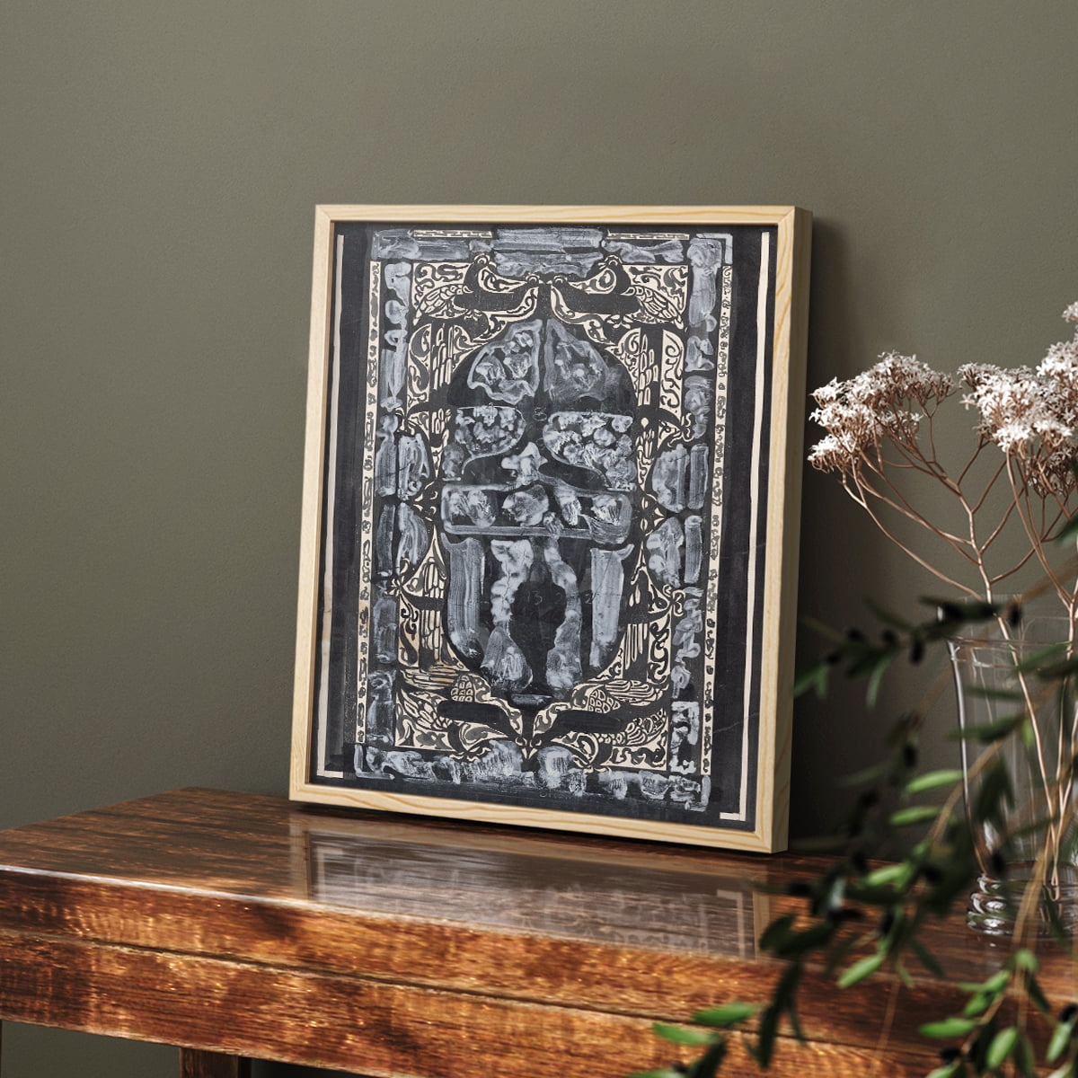 Vintage Abstract Print CXXVI - 10in. x 8in. Vintage Framed Print in Natural Wood Frame