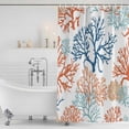 thumbnail image 2 of Ocean Coral Shower Curtain Set - Extra Long 72" x 96" Washable Bathtub Curtain with 12 Hooks, Coastal Orange Blue Green Nature Abstract Waterproof Fabric Stall Shower Curtains for Bathroom Décor, 2 of 6