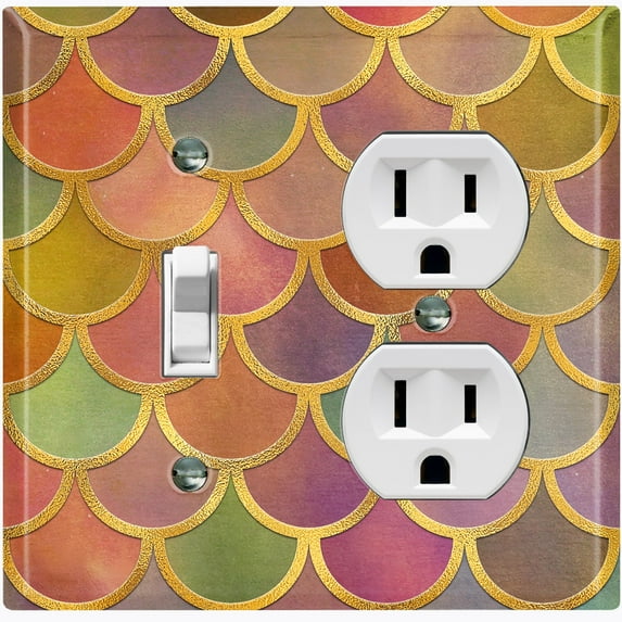 Metal Light Switch Plate Outlet Cover Mermaid Rainbow MER001