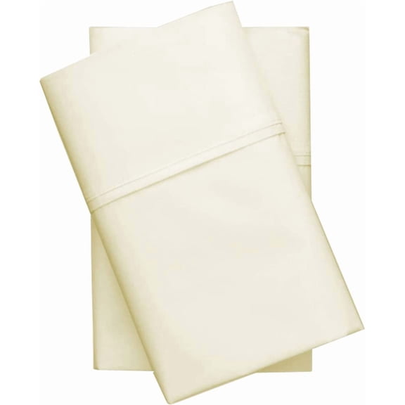 Set of 2 Pillowcases, 500 Thread Count Cotton, King Size Pillowcase, Soft and Breathable Pillow Cover with Envelope Closure King Size Ivory Ivory Solid King(20" X 40" )